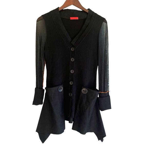 Saint Gil Paris Womens Cardigan Size XS/S READ Knit Mesh Felt Artsy Avant Garde - Picture 1 of 9